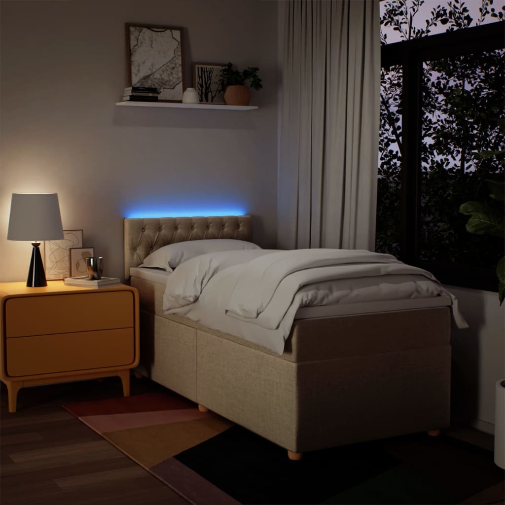 Boxspring met matras stof crèmekleurig 100x200 cm is nu te koop bij PeponiXL, paradijselijk wonen!