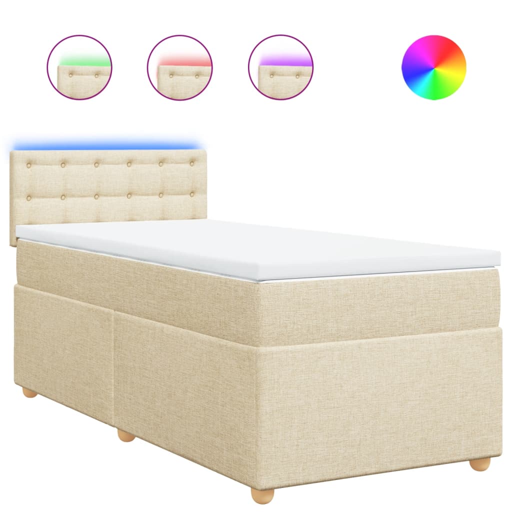 Boxspring met matras stof crèmekleurig 100x200 cm is nu te koop bij PeponiXL, paradijselijk wonen!