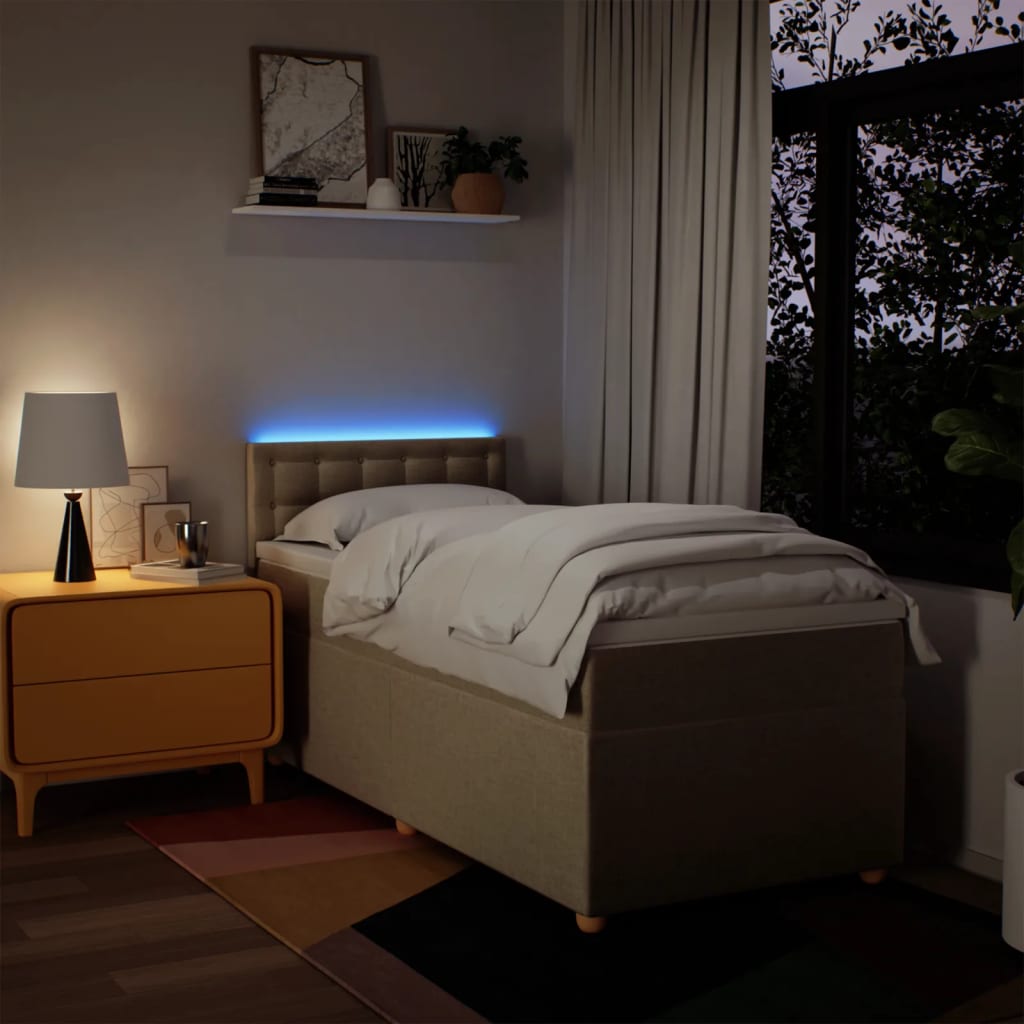 Boxspring met matras stof crèmekleurig 100x200 cm is nu te koop bij PeponiXL, paradijselijk wonen!