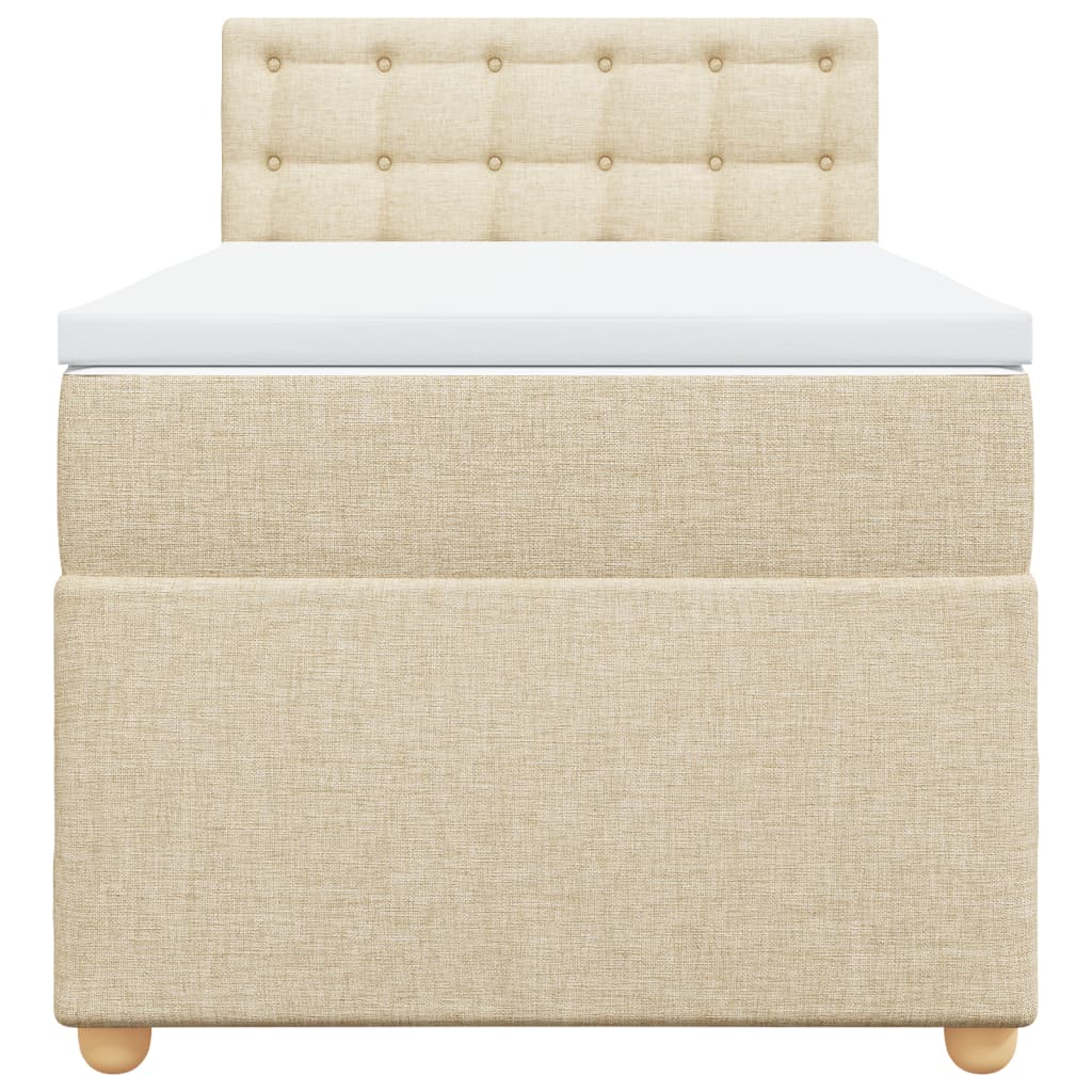 Boxspring met matras stof crèmekleurig 100x200 cm is nu te koop bij PeponiXL, paradijselijk wonen!