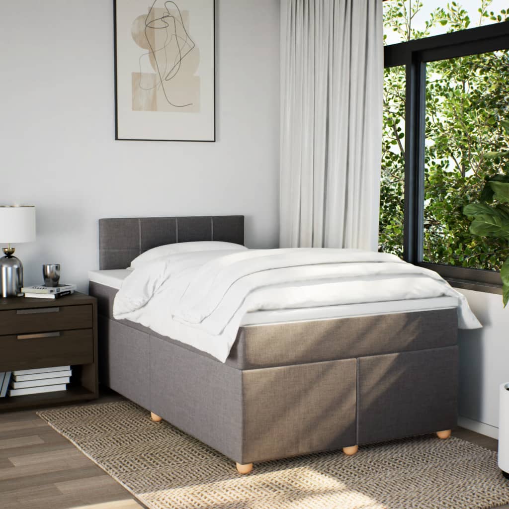 Boxspring met matras stof taupe 120x200 cm is nu te koop bij PeponiXL, paradijselijk wonen!
