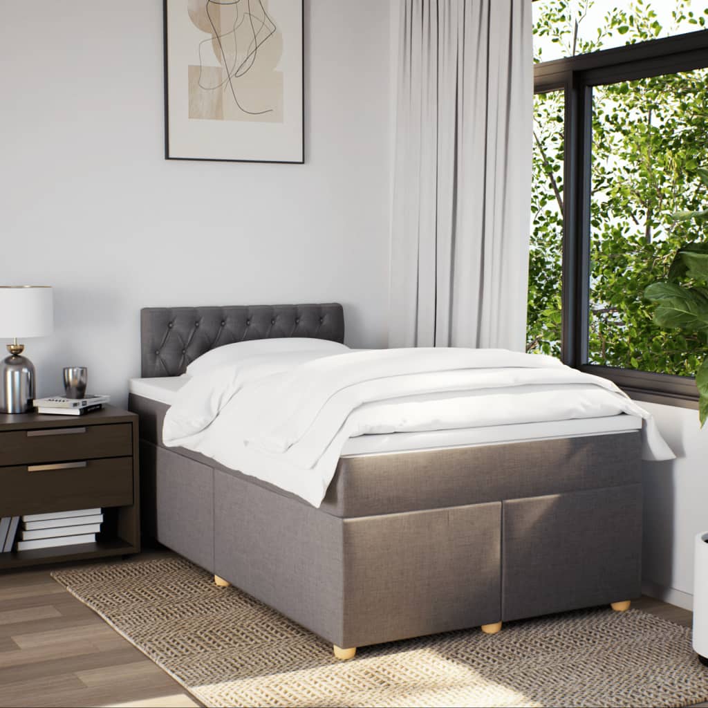 Boxspring met matras stof taupe 120x200 cm is nu te koop bij PeponiXL, paradijselijk wonen!