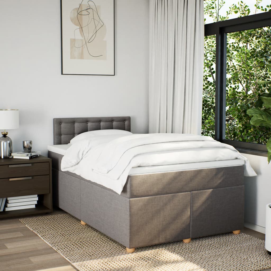 Boxspring met matras stof taupe 120x200 cm is nu te koop bij PeponiXL, paradijselijk wonen!