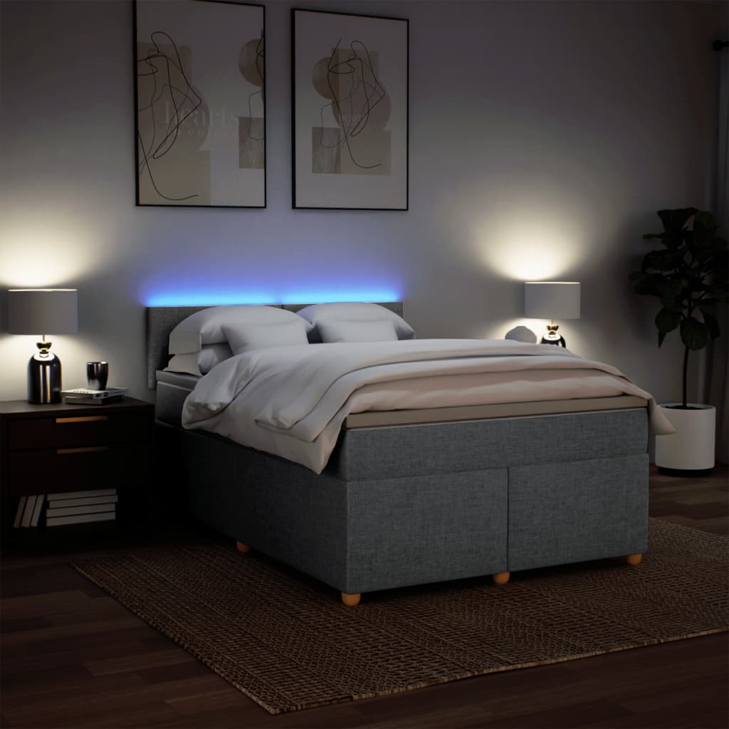 Boxspring met matras stof lichtgrijs 140x190 cm is nu te koop bij PeponiXL, paradijselijk wonen!