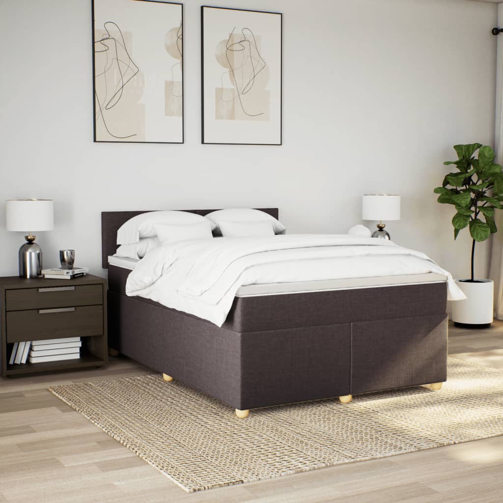 Boxspring met matras stof donkerbruin 140x190 cm is nu te koop bij PeponiXL, paradijselijk wonen!