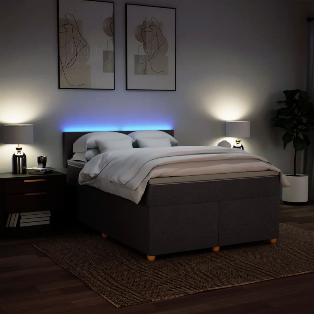 Boxspring met matras stof donkerbruin 140x190 cm is nu te koop bij PeponiXL, paradijselijk wonen!