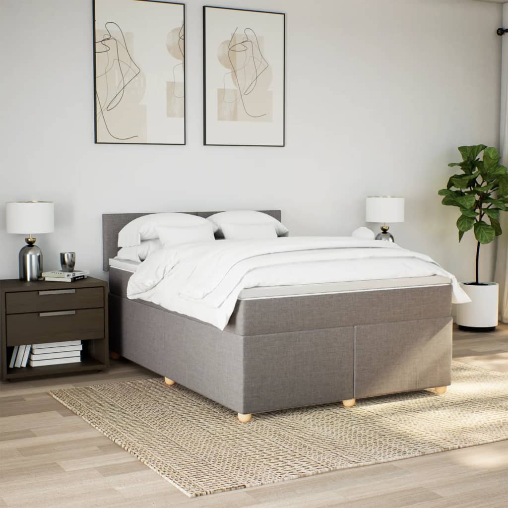 Boxspring met matras stof taupe 140x190 cm is nu te koop bij PeponiXL, paradijselijk wonen!