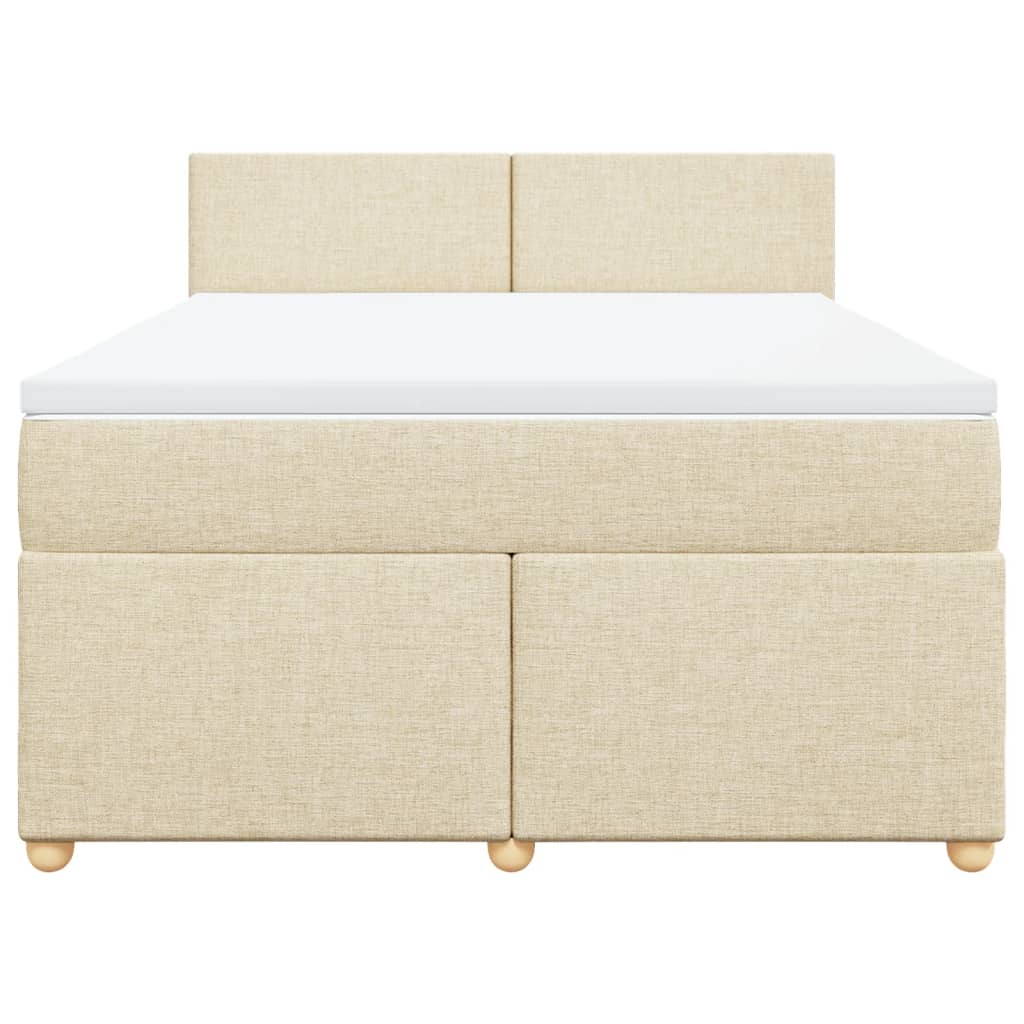 Boxspring met matras stof crèmekleurig 140x190 cm is nu te koop bij PeponiXL, paradijselijk wonen!