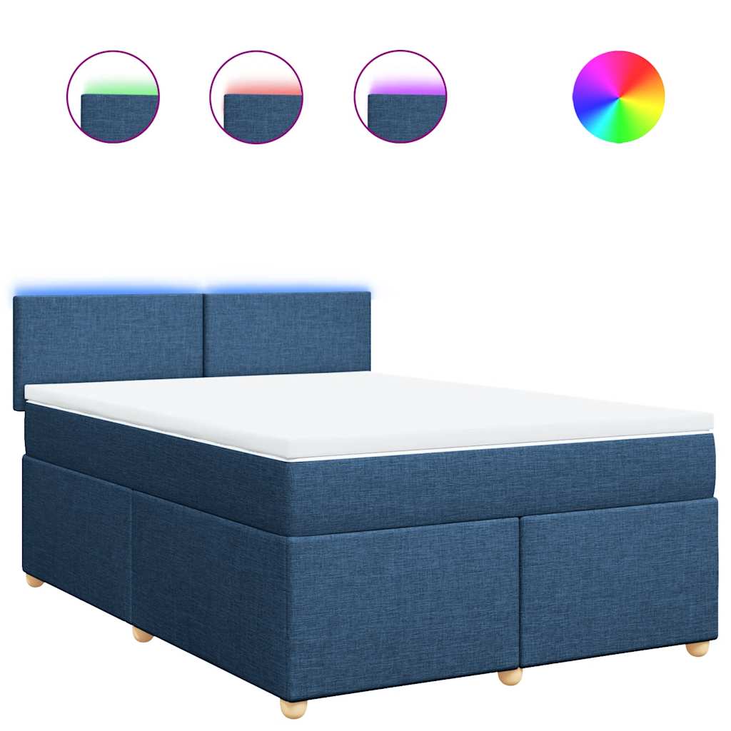 Boxspring met matras stof blauw 140x190 cm is nu te koop bij PeponiXL, paradijselijk wonen!