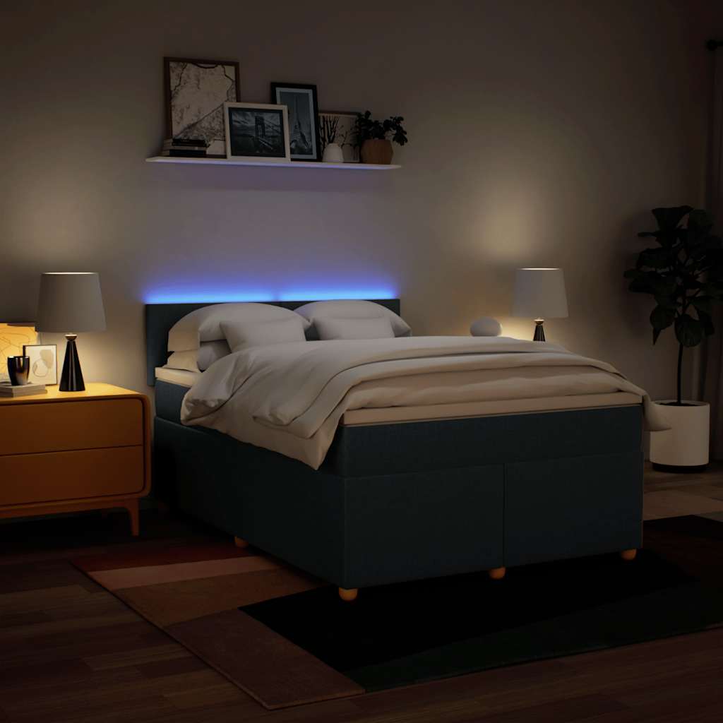 Boxspring met matras stof blauw 140x190 cm is nu te koop bij PeponiXL, paradijselijk wonen!