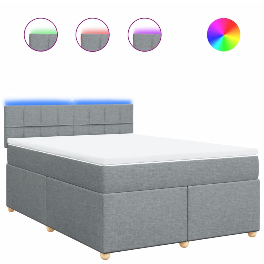 Boxspring met matras stof lichtgrijs 140x190 cm is nu te koop bij PeponiXL, paradijselijk wonen!