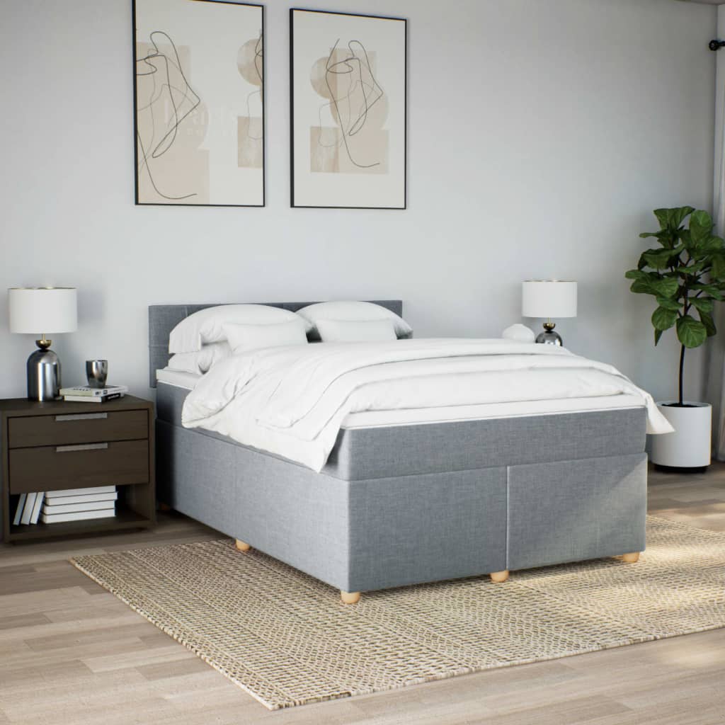 Boxspring met matras stof lichtgrijs 140x190 cm is nu te koop bij PeponiXL, paradijselijk wonen!