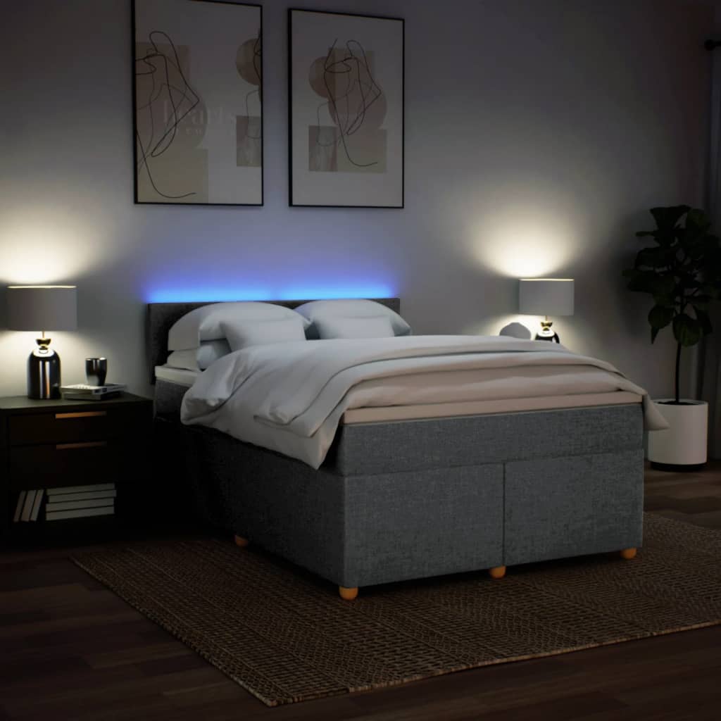 Boxspring met matras stof lichtgrijs 140x190 cm is nu te koop bij PeponiXL, paradijselijk wonen!