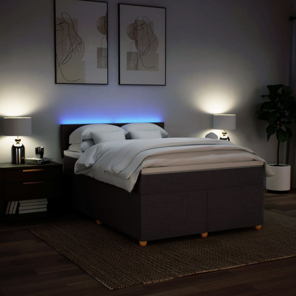Boxspring met matras stof donkerbruin 140x190 cm is nu te koop bij PeponiXL, paradijselijk wonen!