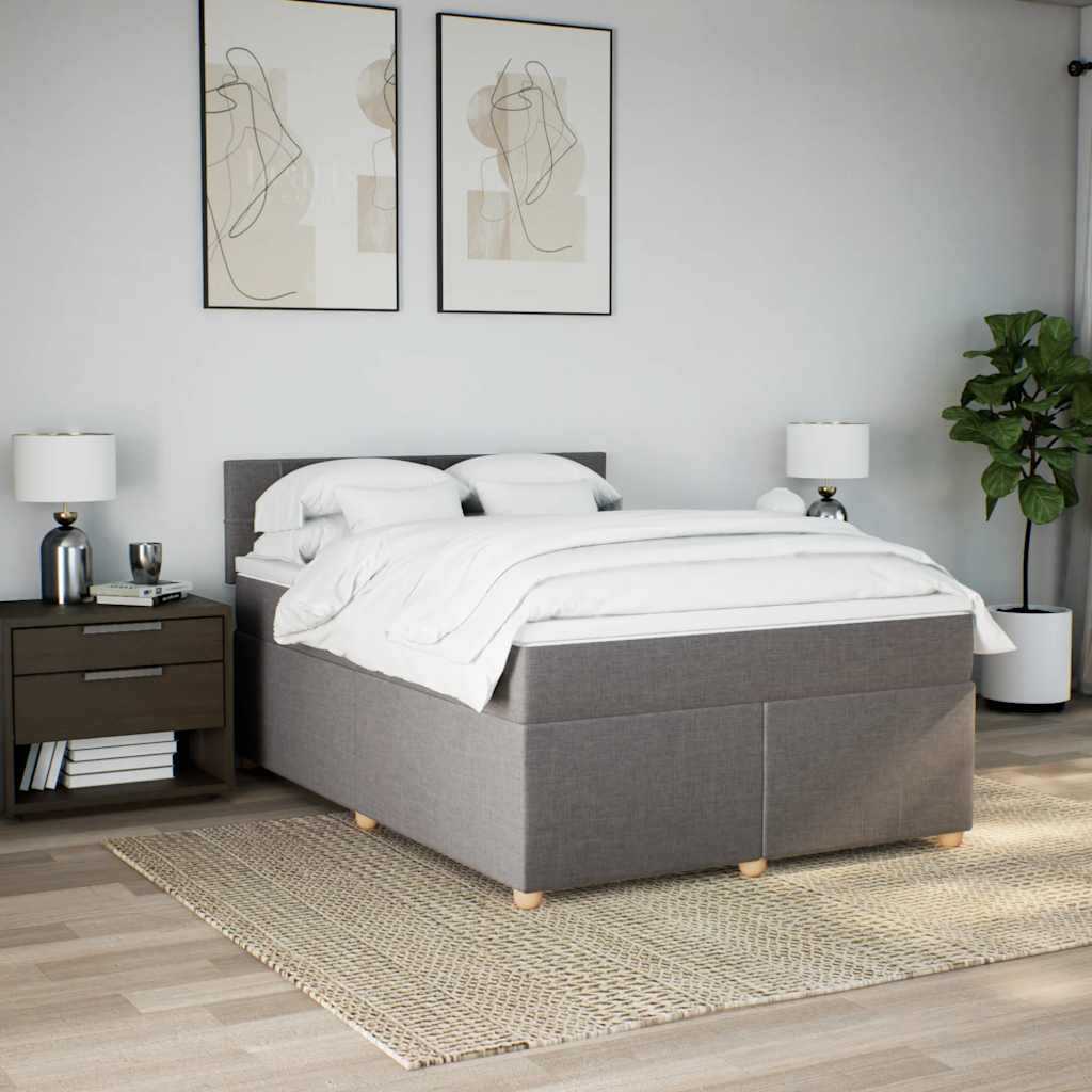 Boxspring met matras stof taupe 140x190 cm is nu te koop bij PeponiXL, paradijselijk wonen!
