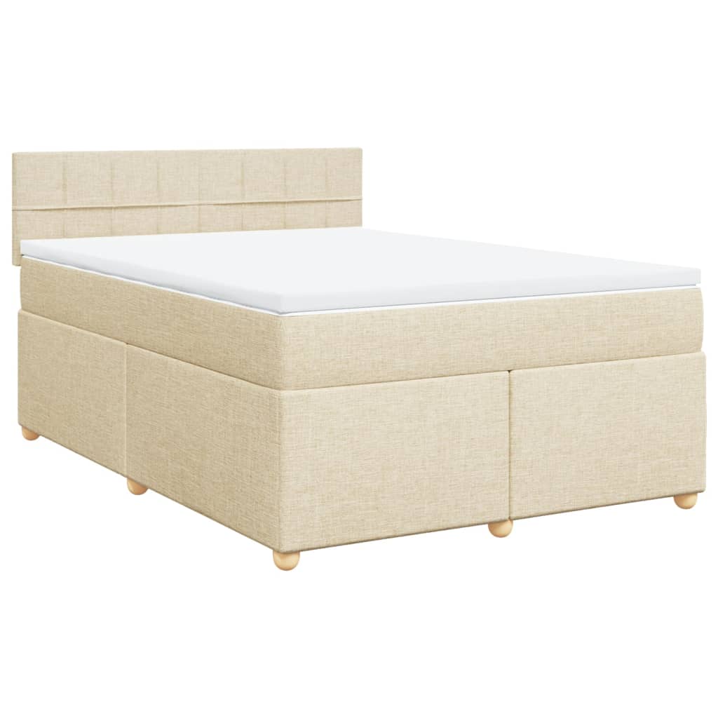 Boxspring met matras stof crèmekleurig 140x190 cm is nu te koop bij PeponiXL, paradijselijk wonen!