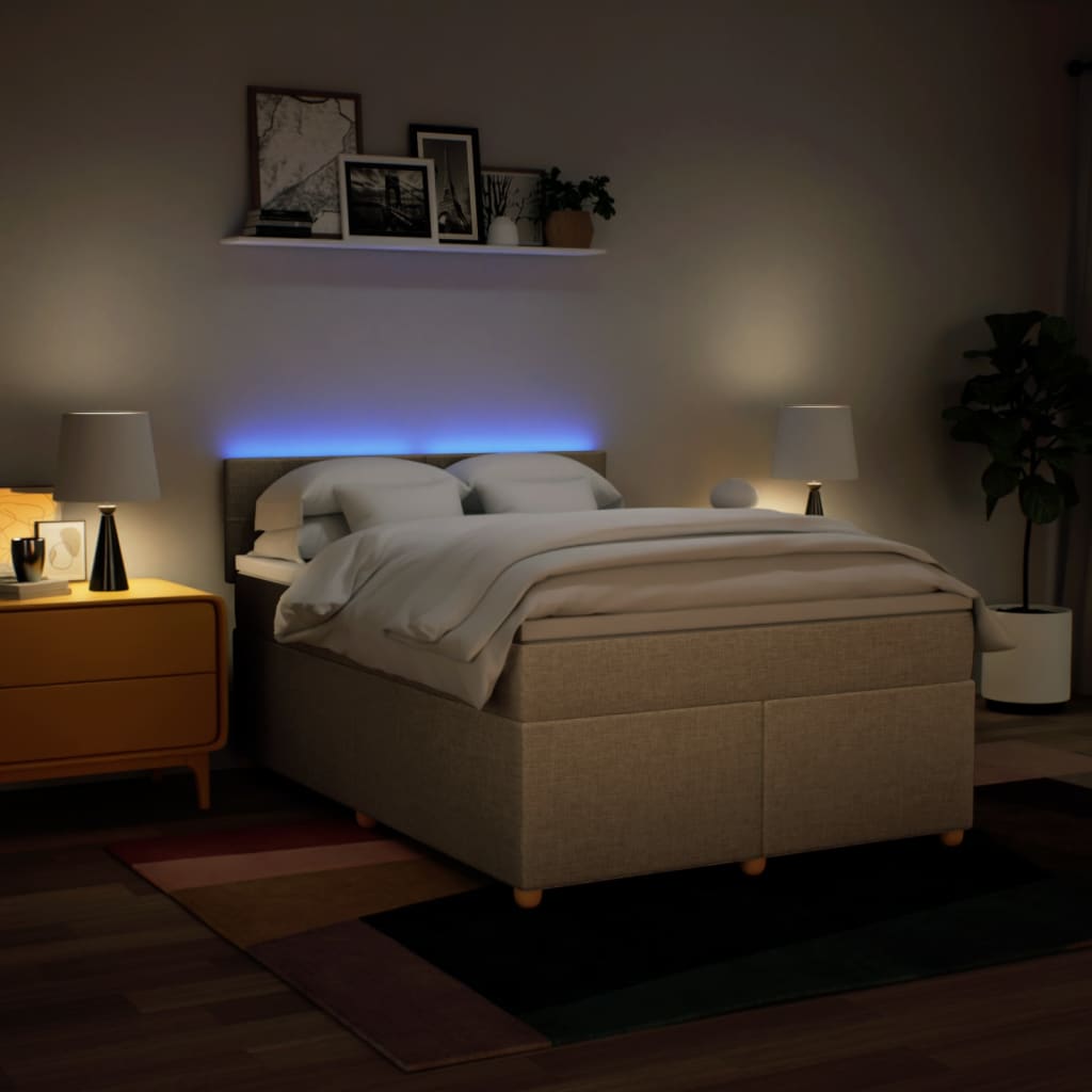 Boxspring met matras stof crèmekleurig 140x190 cm is nu te koop bij PeponiXL, paradijselijk wonen!