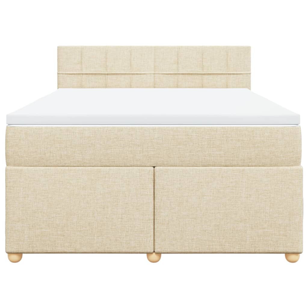 Boxspring met matras stof crèmekleurig 140x190 cm is nu te koop bij PeponiXL, paradijselijk wonen!