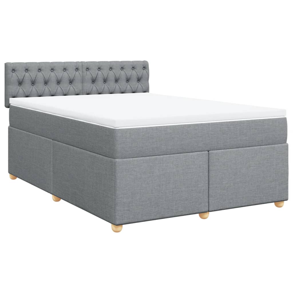 Boxspring met matras stof lichtgrijs 140x190 cm is nu te koop bij PeponiXL, paradijselijk wonen!