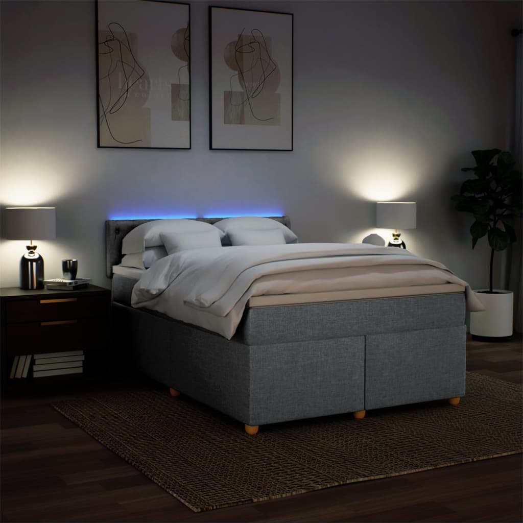 Boxspring met matras stof lichtgrijs 140x190 cm is nu te koop bij PeponiXL, paradijselijk wonen!