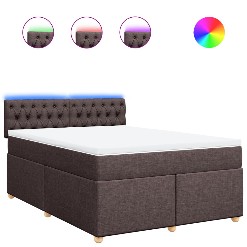 Boxspring met matras stof donkerbruin 140x190 cm is nu te koop bij PeponiXL, paradijselijk wonen!