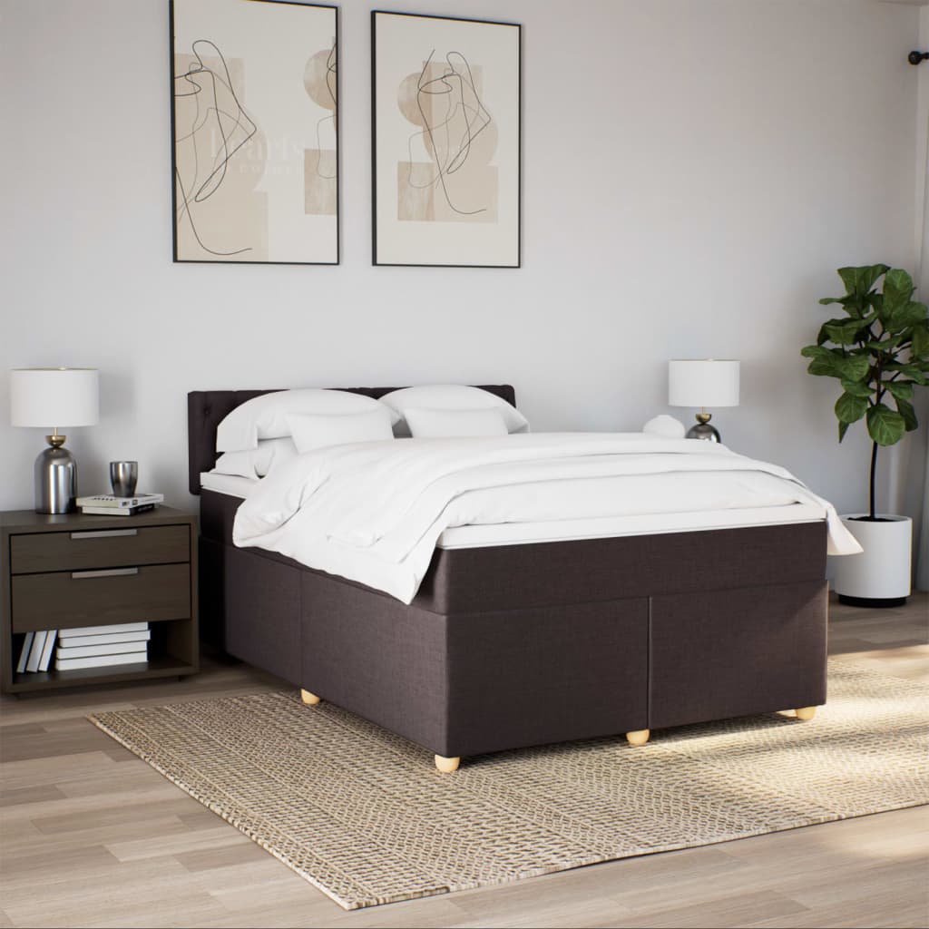 Boxspring met matras stof donkerbruin 140x190 cm is nu te koop bij PeponiXL, paradijselijk wonen!