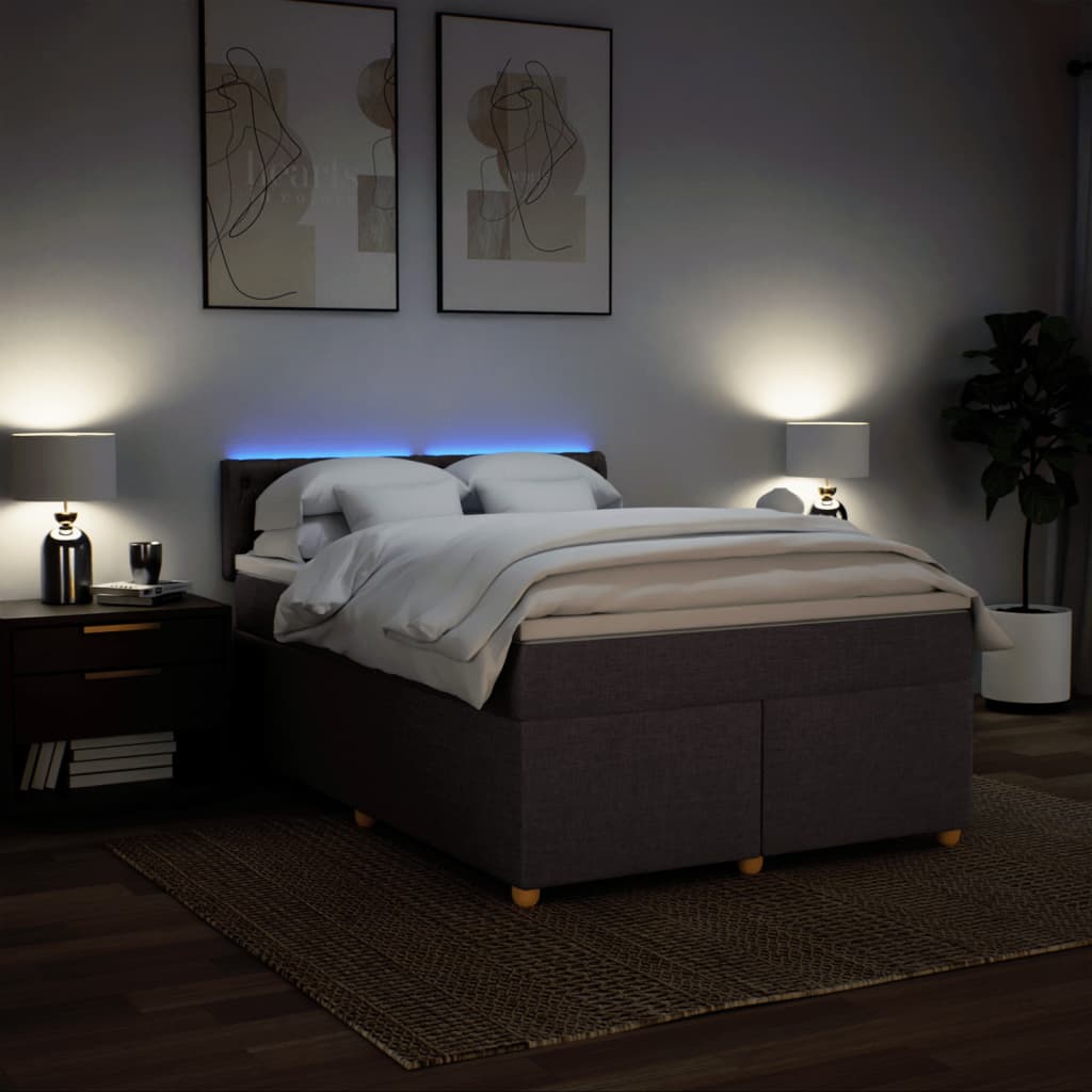 Boxspring met matras stof donkerbruin 140x190 cm is nu te koop bij PeponiXL, paradijselijk wonen!