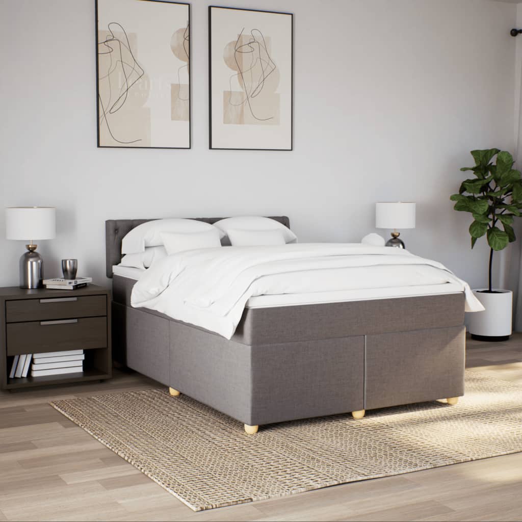 Boxspring met matras stof taupe 140x190 cm is nu te koop bij PeponiXL, paradijselijk wonen!