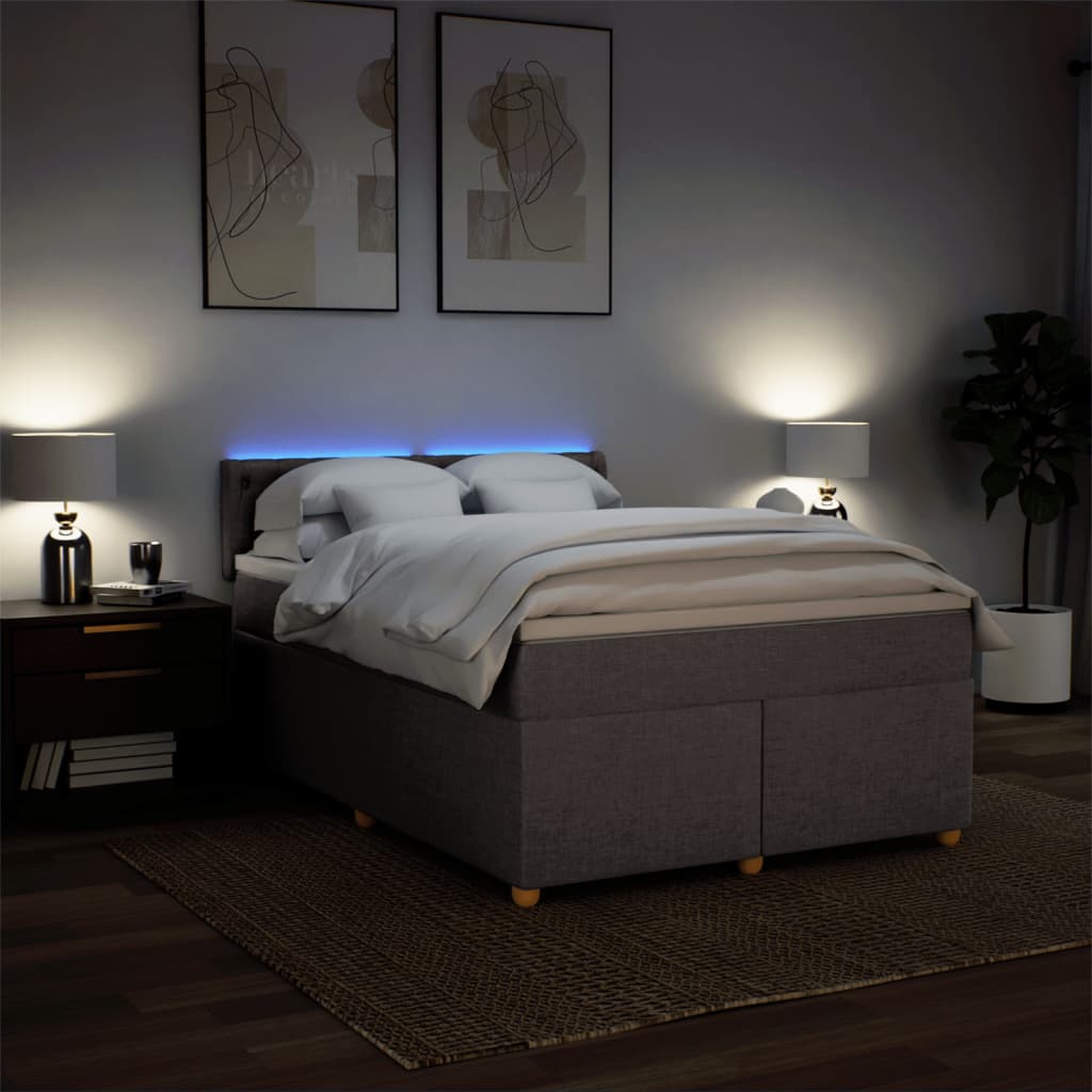 Boxspring met matras stof taupe 140x190 cm is nu te koop bij PeponiXL, paradijselijk wonen!