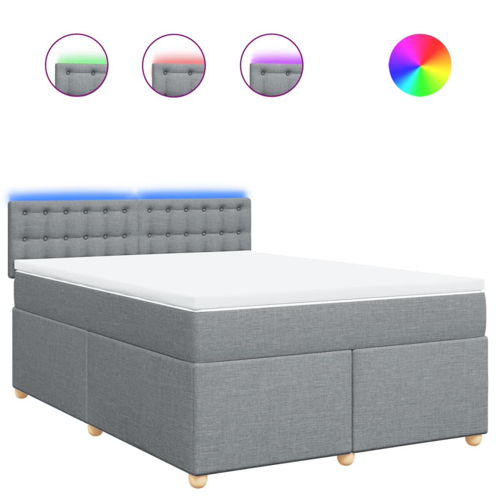 Boxspring met matras stof lichtgrijs 140x190 cm is nu te koop bij PeponiXL, paradijselijk wonen!