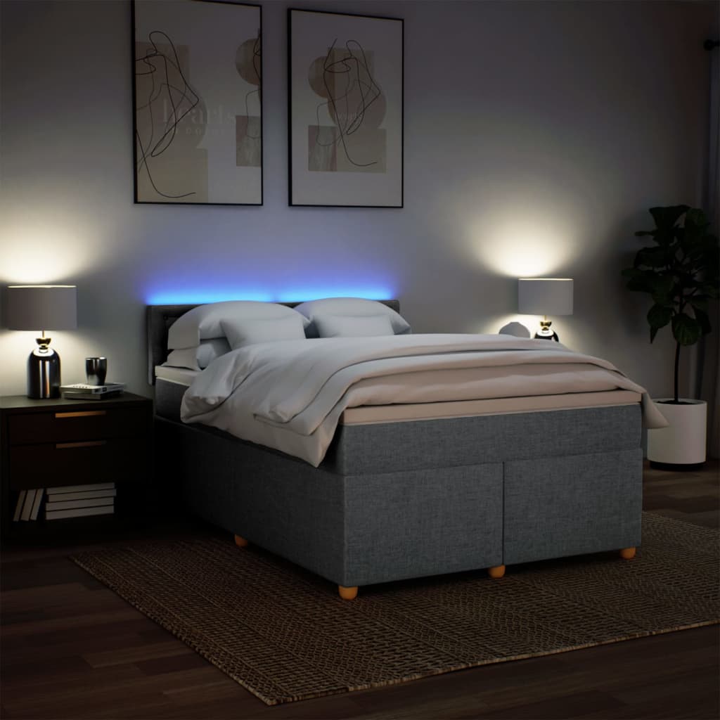Boxspring met matras stof lichtgrijs 140x190 cm is nu te koop bij PeponiXL, paradijselijk wonen!