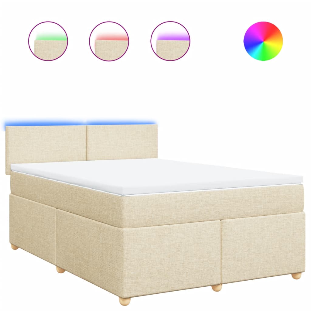 Boxspring met matras stof crèmekleurig 140x200 cm is nu te koop bij PeponiXL, paradijselijk wonen!