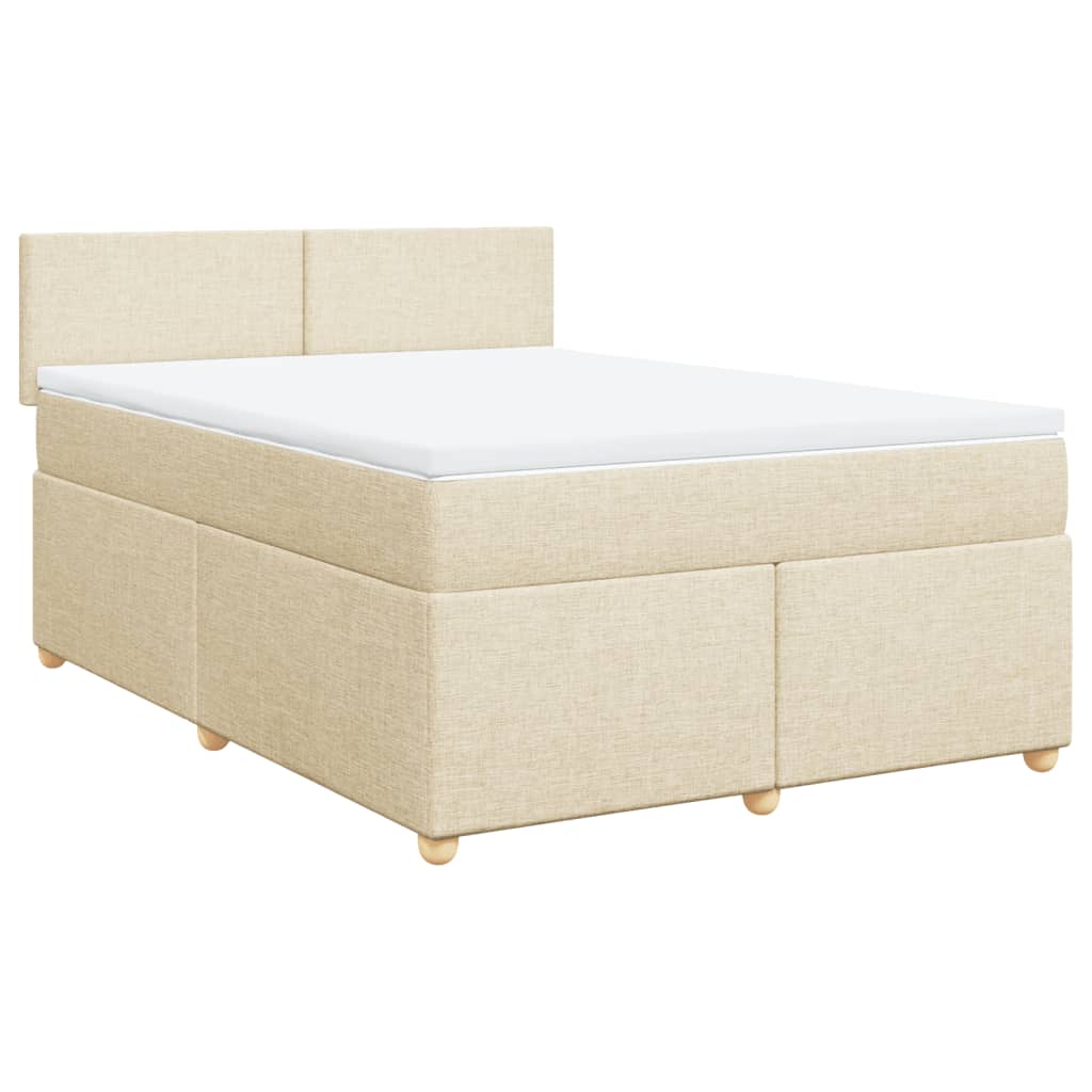 Boxspring met matras stof crèmekleurig 140x200 cm is nu te koop bij PeponiXL, paradijselijk wonen!