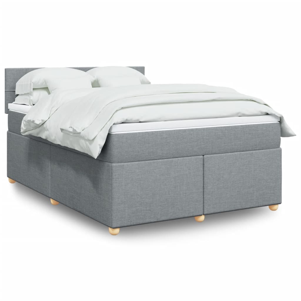 Boxspring met matras stof lichtgrijs 140x200 cm is nu te koop bij PeponiXL, paradijselijk wonen!