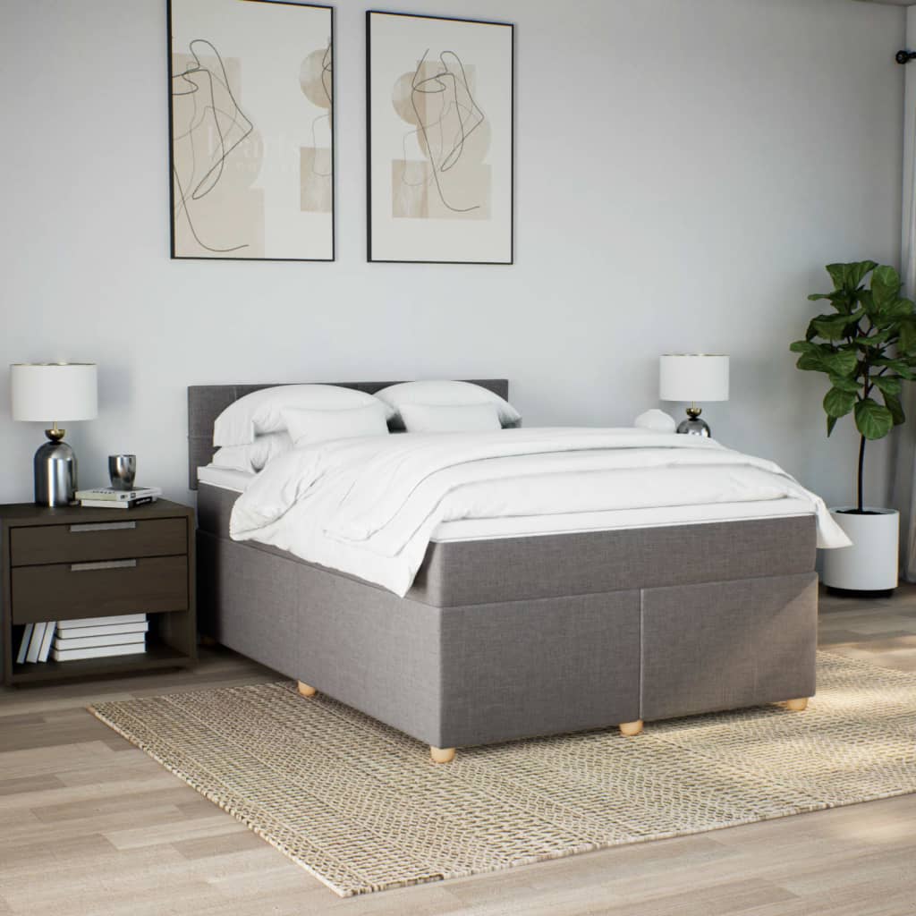 Boxspring met matras stof taupe 140x200 cm is nu te koop bij PeponiXL, paradijselijk wonen!