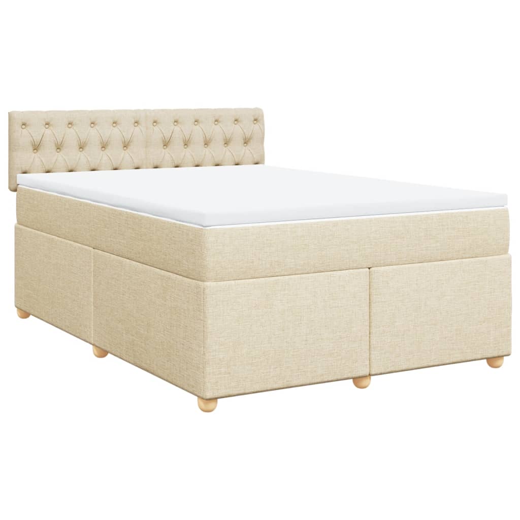 Boxspring met matras stof crèmekleurig 140x200 cm is nu te koop bij PeponiXL, paradijselijk wonen!