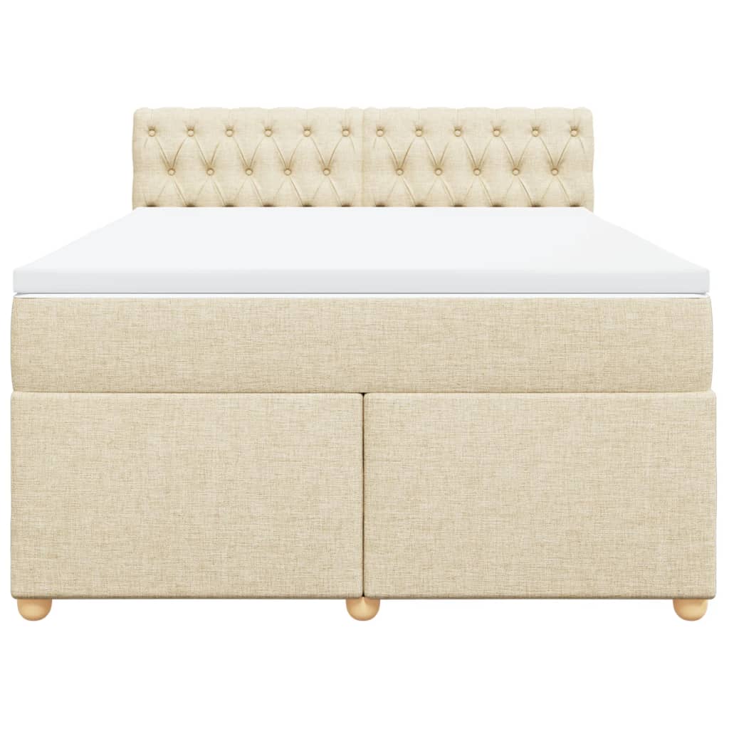Boxspring met matras stof crèmekleurig 140x200 cm is nu te koop bij PeponiXL, paradijselijk wonen!