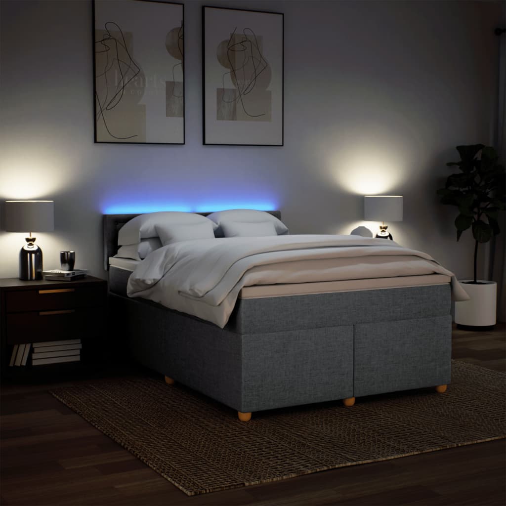 Boxspring met matras stof lichtgrijs 140x200 cm is nu te koop bij PeponiXL, paradijselijk wonen!