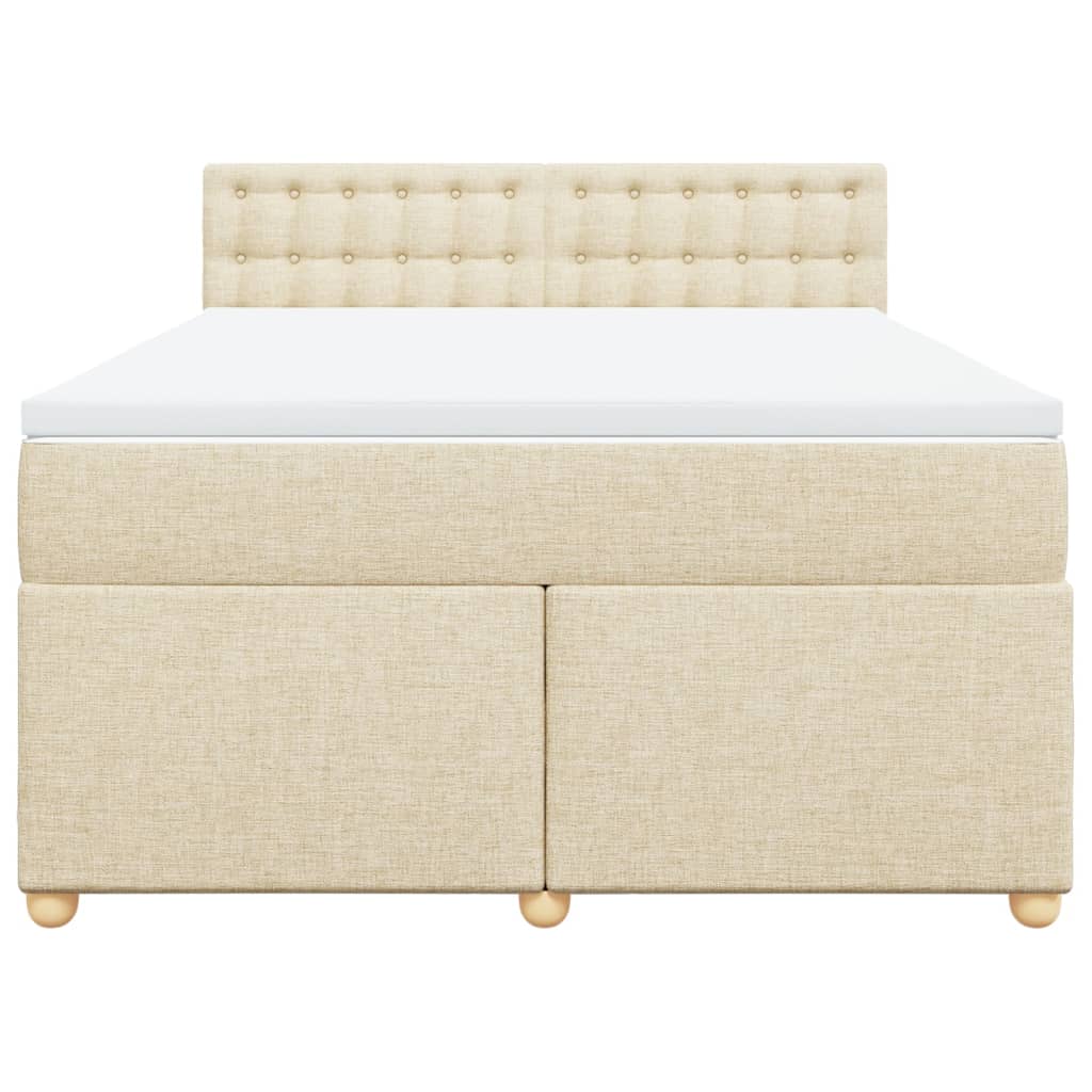 Boxspring met matras stof crèmekleurig 140x200 cm is nu te koop bij PeponiXL, paradijselijk wonen!