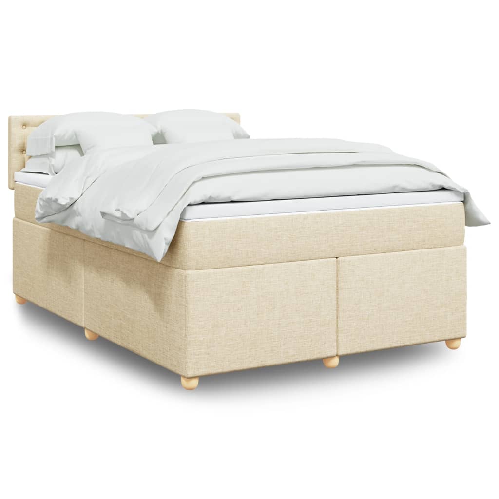 Boxspring met matras stof crèmekleurig 140x200 cm is nu te koop bij PeponiXL, paradijselijk wonen!