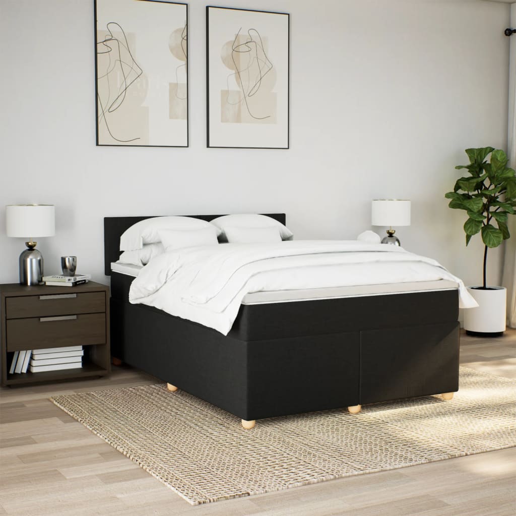 Boxspring met matras stof zwart 160x200 cm is nu te koop bij PeponiXL, paradijselijk wonen!
