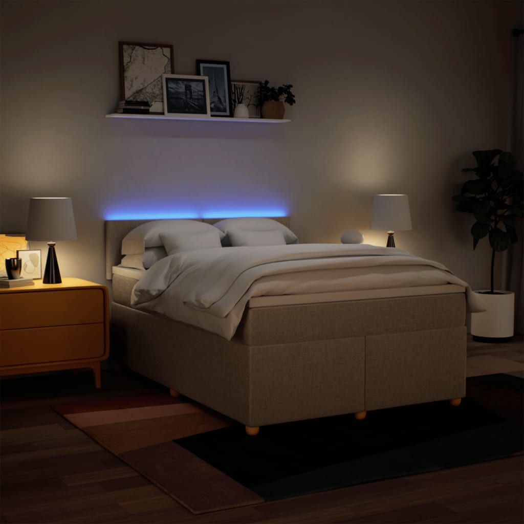 Boxspring met matras stof crèmekleurig 160x200 cm is nu te koop bij PeponiXL, paradijselijk wonen!
