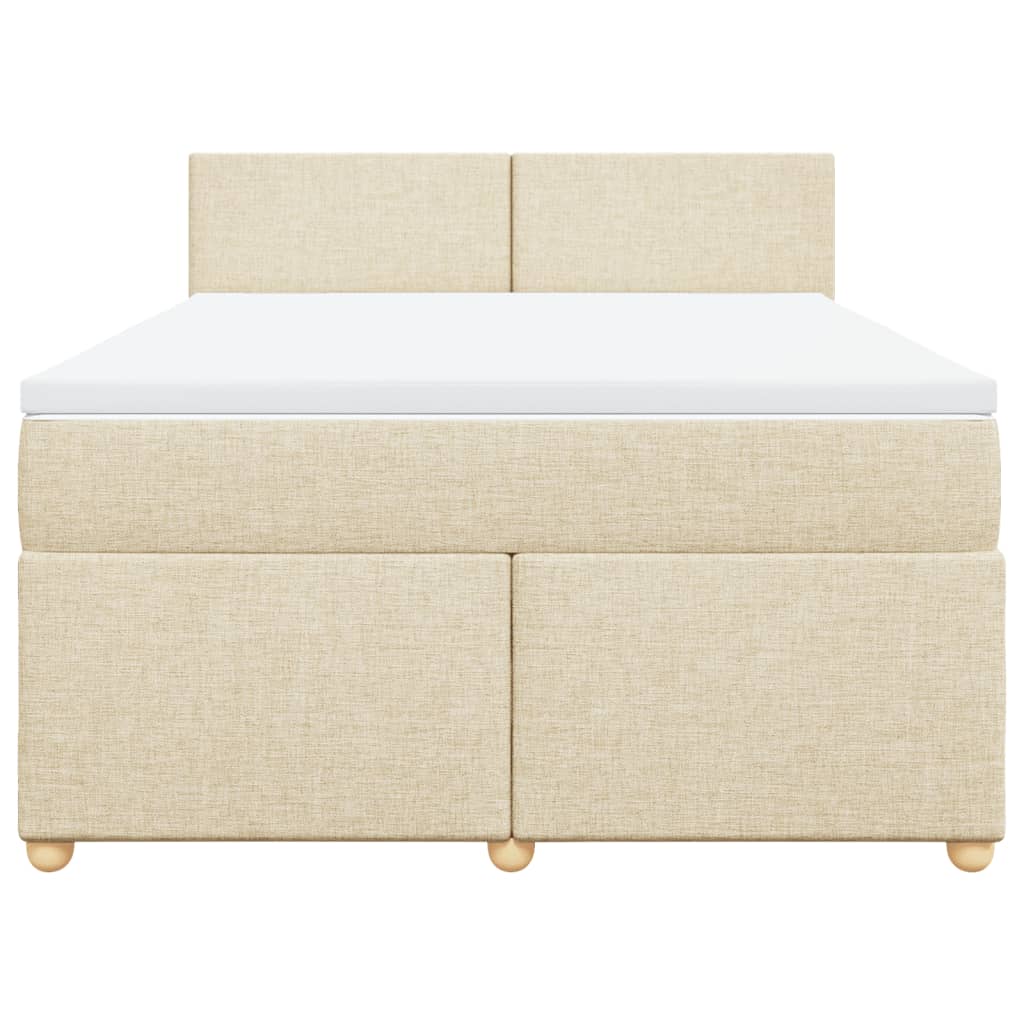 Boxspring met matras stof crèmekleurig 160x200 cm is nu te koop bij PeponiXL, paradijselijk wonen!