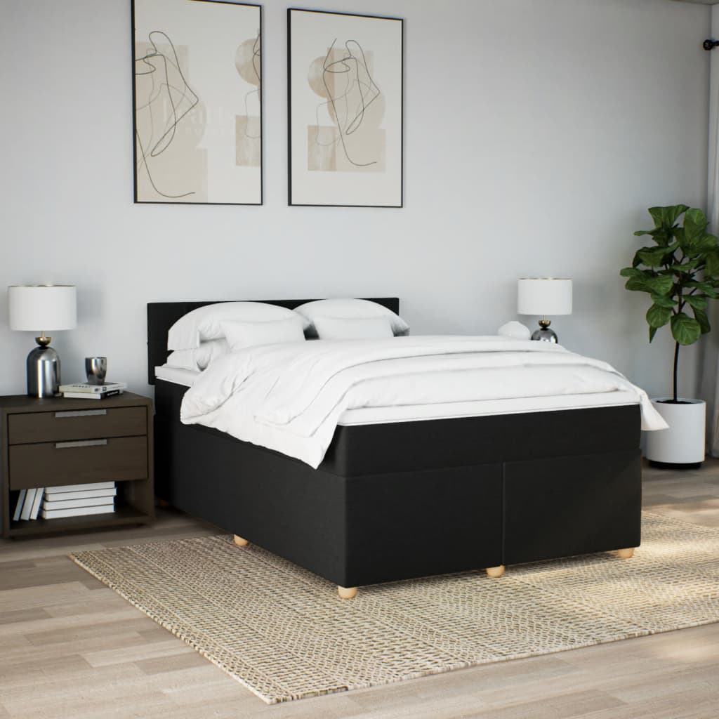 Boxspring met matras stof zwart 160x200 cm is nu te koop bij PeponiXL, paradijselijk wonen!