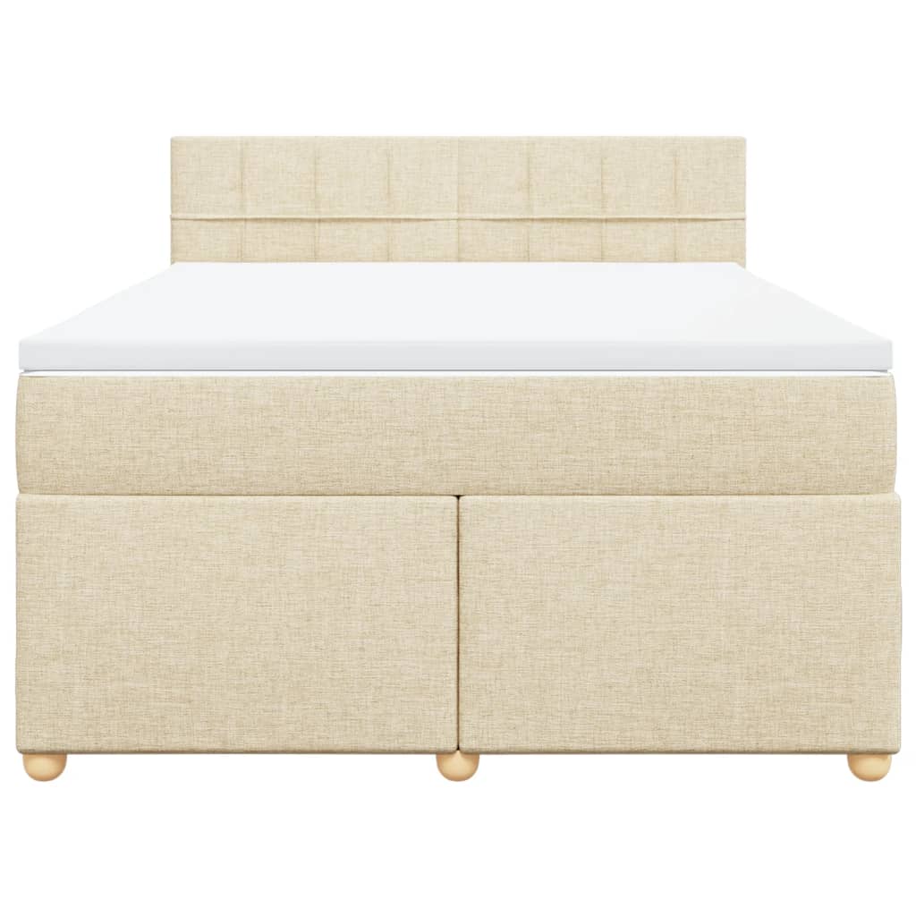 Boxspring met matras stof crèmekleurig 160x200 cm is nu te koop bij PeponiXL, paradijselijk wonen!