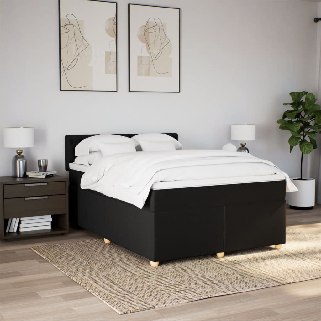 Boxspring met matras stof zwart 160x200 cm is nu te koop bij PeponiXL, paradijselijk wonen!