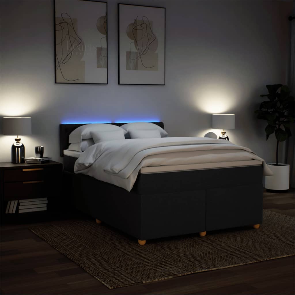 Boxspring met matras stof zwart 160x200 cm is nu te koop bij PeponiXL, paradijselijk wonen!