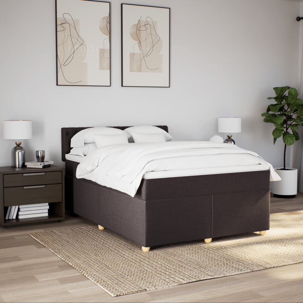 Boxspring met matras stof donkerbruin 160x200 cm is nu te koop bij PeponiXL, paradijselijk wonen!