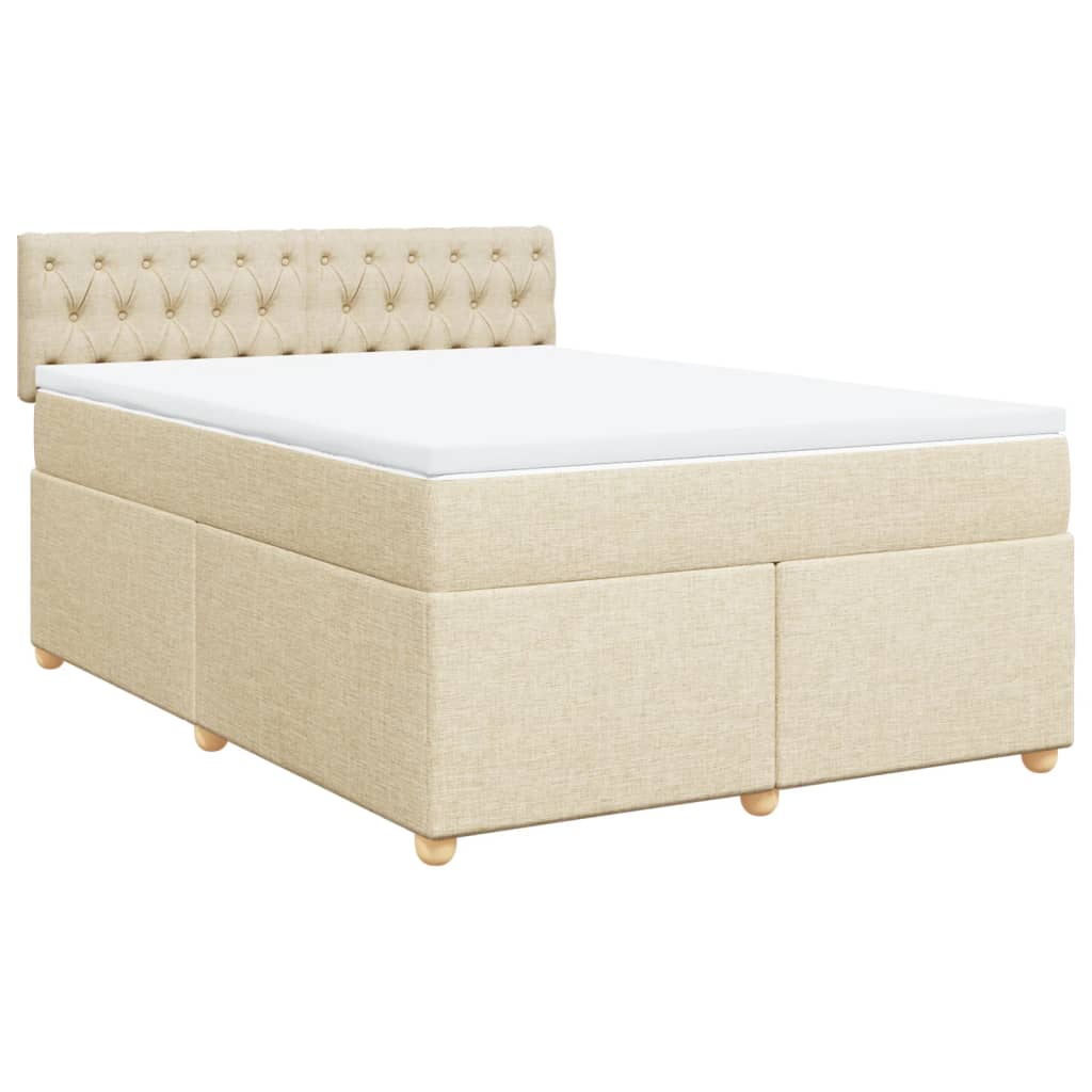 Boxspring met matras stof crèmekleurig 160x200 cm is nu te koop bij PeponiXL, paradijselijk wonen!