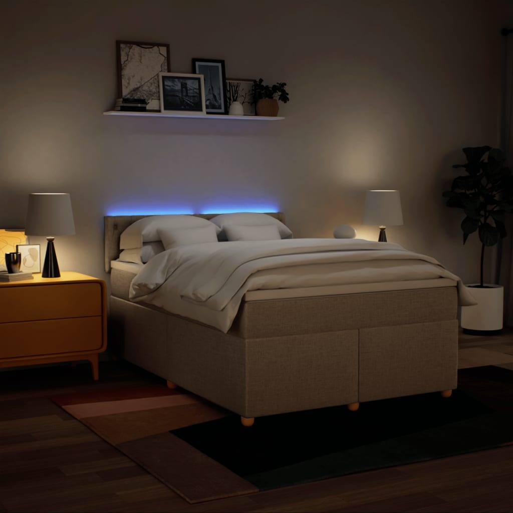 Boxspring met matras stof crèmekleurig 160x200 cm is nu te koop bij PeponiXL, paradijselijk wonen!
